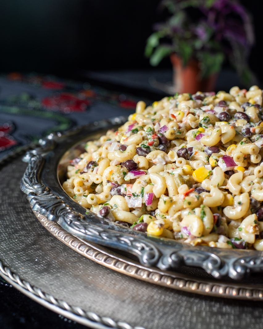 Hatch Chile Macaroni Salad hero image - ready for your next party or picnic!